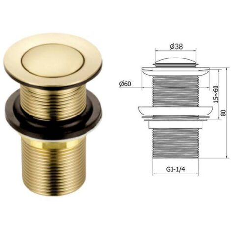 Brass basin replacement plug, slotless, brushed gold, standard ...