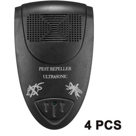 Ultrasonic Pest Repeller (4 Pack) - Anti-Mouse - Ready-to-Use Pest Repellent, Ideal for Mice, Also Effective Against Cockroaches, Ants, and Mosquitoes (Black) (1/5)