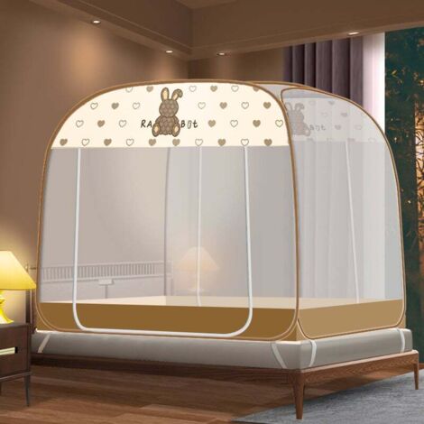 Children's Foldable Mosquito Net 180x200 cm, Breathable Bed Canopy, Double Door, for Single/Double Beds, Light Luxury Rabbit