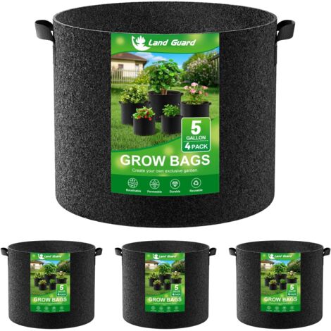 Pack 5 Gallon 300g Thick Non-Woven Grow Bags, Grow Pots, Grow Bags with Handles (1/5)