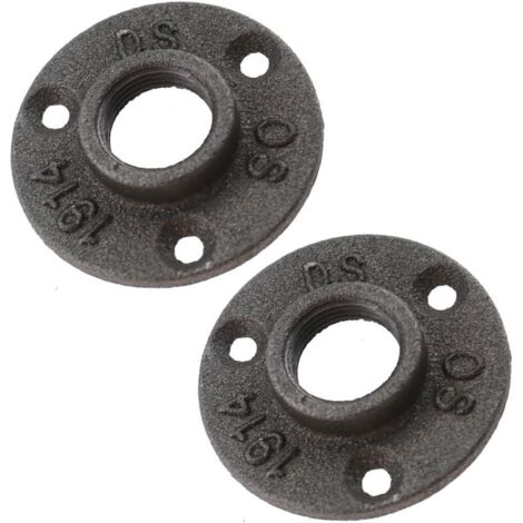 Malleable Iron Pipe Fittings, 2-Piece, Wall Floor Flange, Industrial Rust, 3/4 in (1/2)