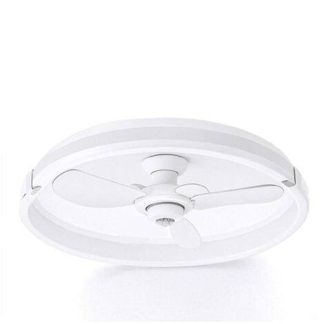 Ceiling Fan with Light and Remote Control, 50cm, Modern Flush Mount LED Lighting Dimmable 3000-6000K, 6 Wind Speeds, White, for Bedroom (1/5)