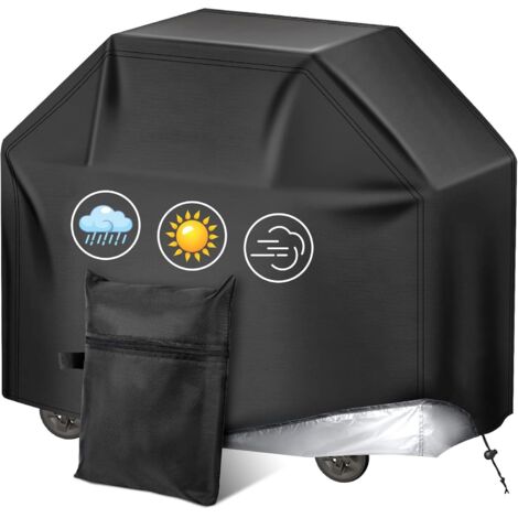 Outdoor BBQ Cover, 210D Oxford Fabric BBQ Cover, UV and Tear Resistant, Universal Fit for Gas Grills, Dimensions 145x61x117cm - Durable and Waterproof, Black (1/5)