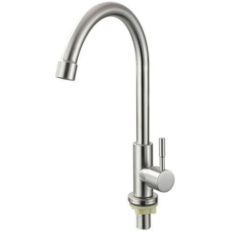 Single cold water kitchen faucet, 360° rotatable, single lever sink faucet, stainless steel (1/5)