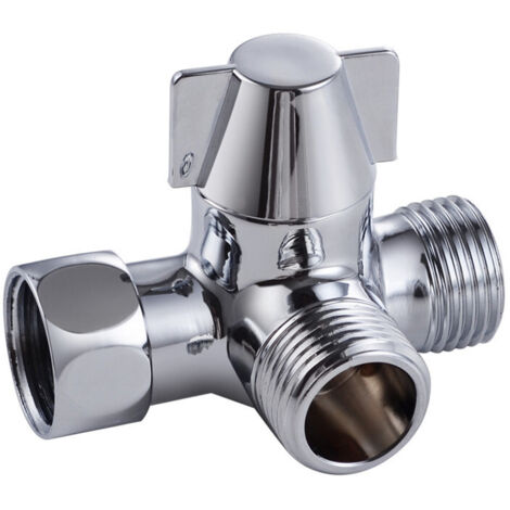 Solid Brass 3-Way Valve, 3-Way Diverter Switch Valve, 3-Way Shower Diverter Valve, G1/2" T-Adapter Valve, for Shower, Hand Shower and Shower Arm Diverter (1/5)