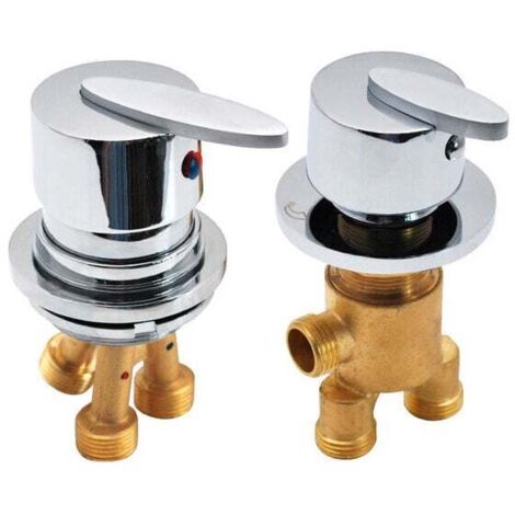 Bathtub Faucet Two Piece Split Shower Faucets Hot and Cold Water Faucet or Diverter Mixer (1/4)