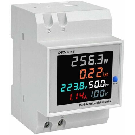 Power consumption indicator D52-2066 electric meter phase household smart watt-hour meter guide rail type 220V voltage current power frequency factor counter meter AC40-300V