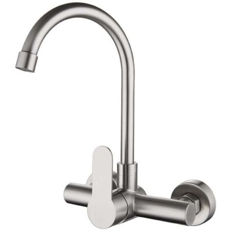 Kitchen Faucet Stainless Steel Swivel Double Hole Hot and Cold Water Faucet for Kitchen Sink