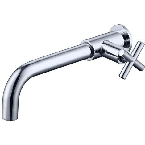 Brass Basin Mixer Cold Water Faucet Wall Mount Cold Water Wall Mount 1/2 Inch Bathtub Wall Connection,Silver (1/5)