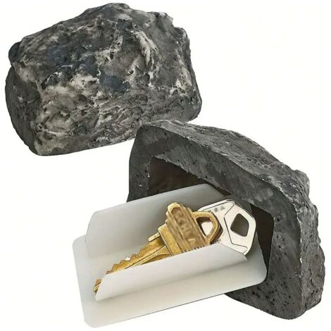 Artificial stone key hider for outdoor use – small decorative stone for hiding house keys, key hider for the garden/yard (2 pieces) (1/5)
