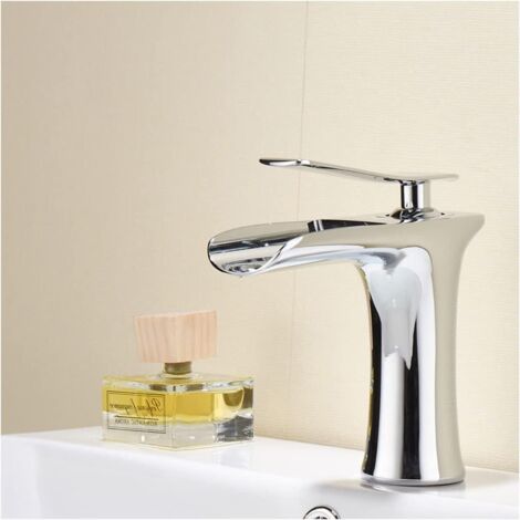 Bathroom Faucet Brass Bathroom Sink Faucet Waterfall Basin Mixer Hot and Cold Water Faucet Single Hole Basin Faucet Bathroom Faucet (1/2)