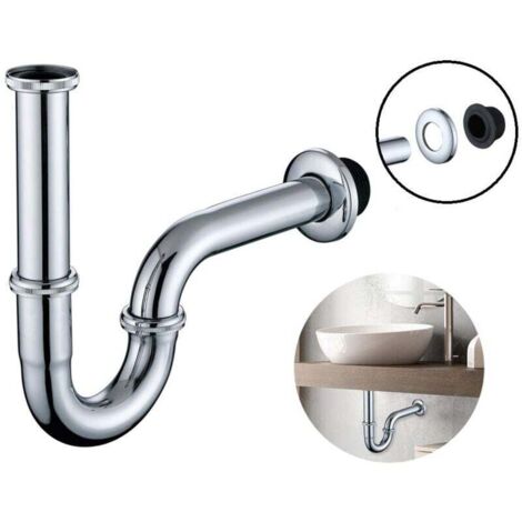 Universal siphon for washbasin tubular odor trap in 1 1/4 x Ø 32 mm tubular siphon stainless steel for washbasin odor trap height adjustable with wall rosette (1/5)