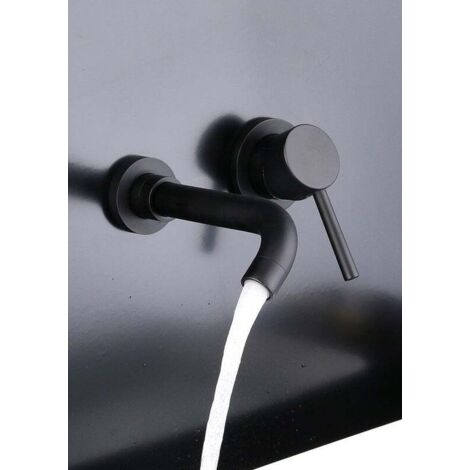 360° Swivel Wall Mounted Basin Mixer Bathroom Faucet for Bathtub and Sink Modern Design Wall Mounted Basin Tap Black (1/5)
