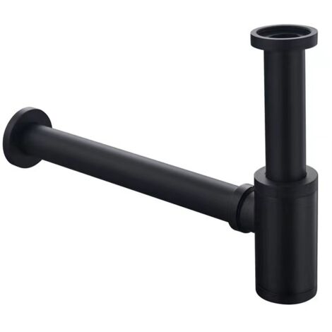 Brass washbasin drain, universal siphon with 200 mm extension pipe, 1 1/4 x 32 mm adjustable siphon, odor-inhibiting, leak-proof, matte black