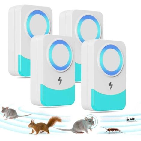 4-Pack Ultrasonic Insect Repellents for Rodents, 60 Hz Alternating Frequency, Powerful Ultrasound for Mice and Rats, Multi-Purpose Use. Effective against rats, mice, ants, and cockroaches. (1/5)