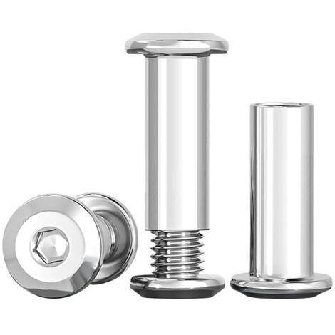 Pack of 10 M8 x 16 mm connecting screws - Made of A2 V2A stainless steel - M8 socket head cap nuts - For furniture, cabinets, wooden panels (10 furniture screws, 10 socket head cap nuts) (1/5)