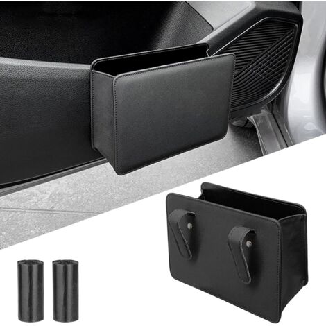 CADDY Car Trash Can, Black, Leather, Car Organizer, Easy to Clean, Foldable, Durable (1/5)