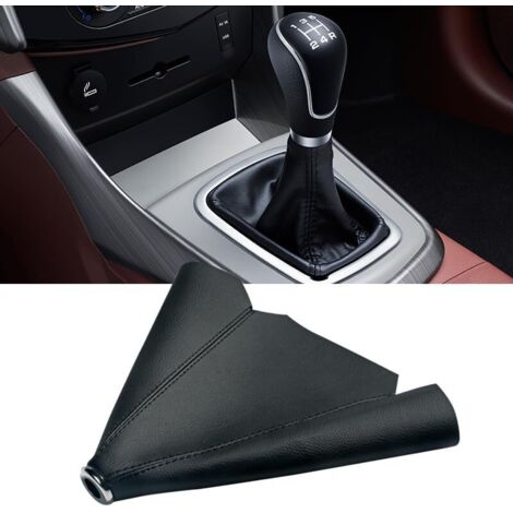 Gear shift boot for cars, gear shift boot, special accessory: PU leather gear shift lever cover for cars, for vehicles with manual and automatic transmissions (black) (1/5)
