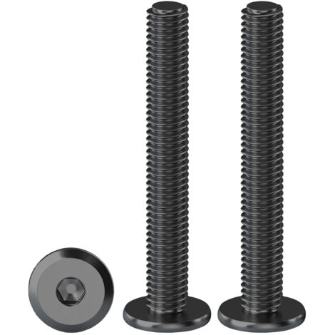 Hex flat head screws, pack of 20, black flange hex screws, M5 x 50 mm, stainless steel A2 V2A, fully threaded