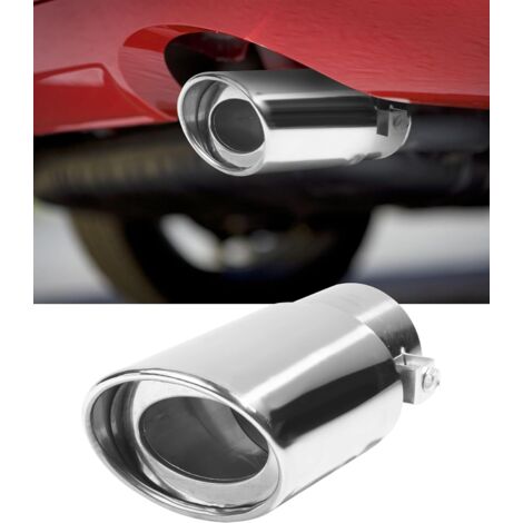 Car exhaust, car exhaust outlet, car tuning, car exhaust pipe, for most models with an exhaust pipe diameter of 1.5" to 2" (14.5 x 6 cm/Silver-Straight) (1/5)