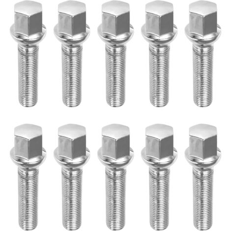 10 wheel bolts, wheel screws, conical ring wheel bolts M14 x 1.5, replacement bolts, suitable for steel and aluminum rims