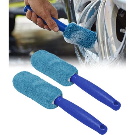 Rim brush, car cleaning brush, wheel brush, wheel cleaning brush, also suitable for cleaning cars, trucks, caravans, SUVs, motorcycles (blue) (1/5)
