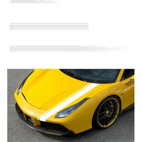 5-piece set of decorative car stickers – tuning stripes for hood, roof and side skirts (white) (1/5)