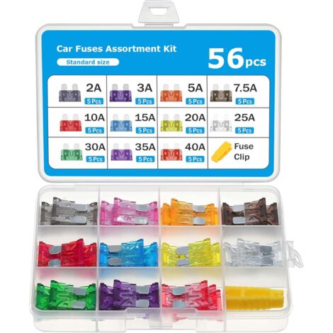 56-piece 12V mini fuse box for cars, SUVs, ATVs and UTVs – 2A–40A (1/5)
