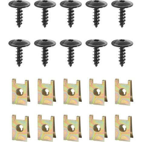 20-piece fastening kit for car fenders, U-clips and screws, universal metal, screws and nuts, replaces N90974701, fits most vehicles (1/5)