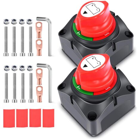 12V battery disconnect switch, 12V/24V/48V 275A main battery switch, waterproof, for boat, motorcycle, yacht, car, campervan, ATV, UTV (2 pieces) (1/5)