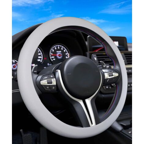 Steering wheel cover, steering wheel protector, silicone steering wheel cover, non-slip steering wheel cover for vehicles, fits over 90% of steering wheels of cars, vans and SUVs (grey) (1/5)