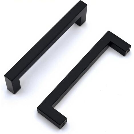 Kitchen cabinet handle, 2 pieces, black stainless steel cabinet handle, black kitchen door handle, 128 mm hole spacing, drawer handle, cabinet handle (1/5)