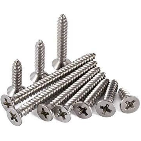 200 Qrity M4 stainless steel self-tapping screws with Phillips flat head for DIY projects (100 pieces M4 x 10 mm, 100 pieces M4 x 12 mm) (1/5)