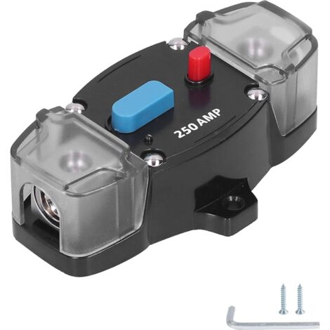 Automotive circuit breaker, 250 A circuit breaker, 12-48 V automotive audio circuit breaker, manually resettable circuit breaker, suitable for car audio (250 A) (1/5)
