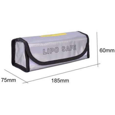 Safety bag for lithium batteries, fireproof and explosion-proof, with battery charging protection.