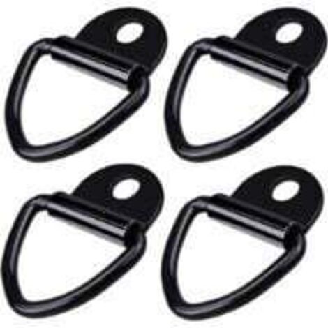 Set of 4 robust stainless steel D-ring tie-down points for trailers, trucks, bicycles and boats (black) (1/5)