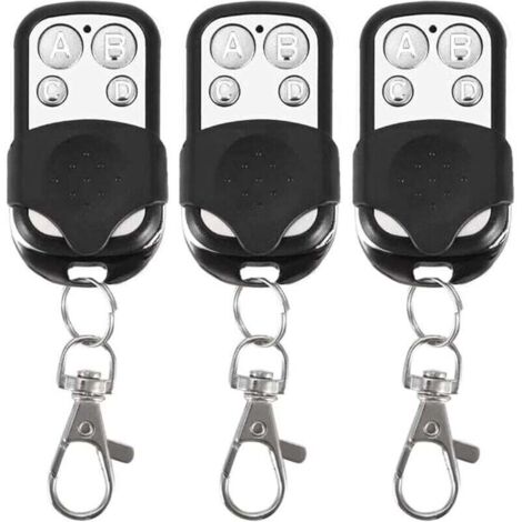 Set of 3 universal fixed-code remote controls with 433.92 MHz frequency for automatic doors