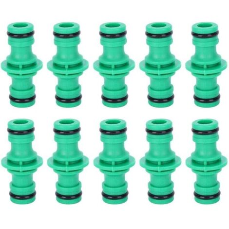 10 straight garden hose connectors with quick-connect fittings.