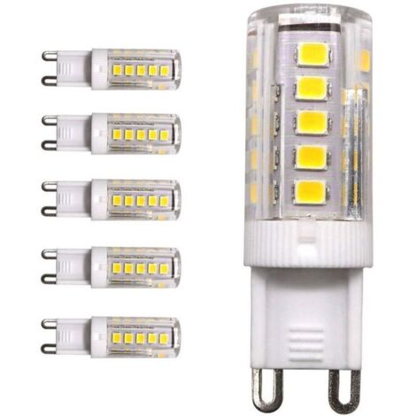 5-pack G9 LED lamps with 33-SMD 2835 base, 3W, 3000K (warm white), 250LM, equivalent to a 25W halogen lamp, AC 220V, 360° omnidirectional beam angle, not dimmable. (1/4)