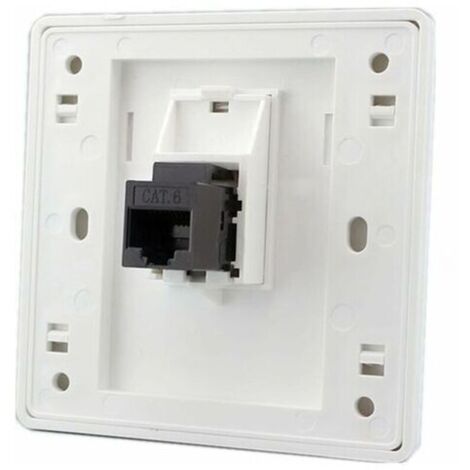 RJ45 Gigabit CAT6 LAN network wall socket (female to female), internet power connection on the right front, 86 x 86 mm, 1 piece (1/4)