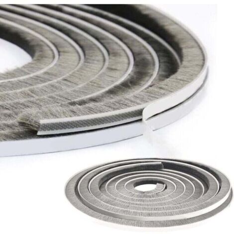 Brush seal for sliding doors, 5 m (L) x 9 mm (W) x 23 mm (D), adhesive seal, self-adhesive seal, sound-insulating seal for sliding doors and windows (grey) (1/4)