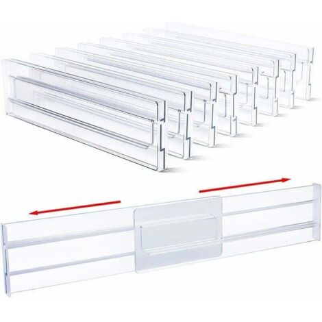 Set of 8 adjustable drawer dividers 31-55 cm, adjustable plastic drawer dividers, drawer organizer, office drawer organizer, kitchen drawer organizer, dresser organizer.