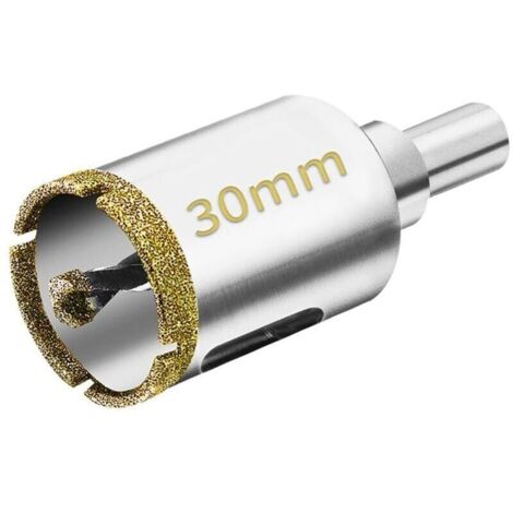 30 mm diamond hole saw with guide drill: Perfect for tiles, glass, ceramics, marble and granite.
