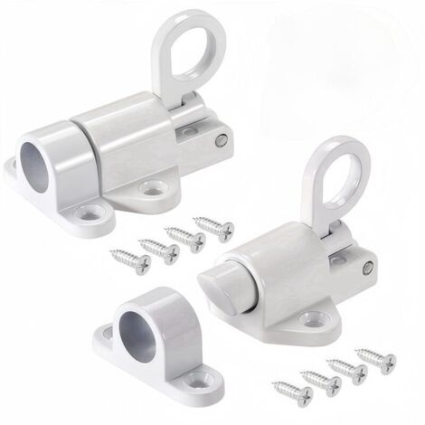 Spring-loaded door lock, aluminum alloy door lock with screws, security spring lock, automatic lock for wooden doors, windows and cabinet doors (white) (1/4)