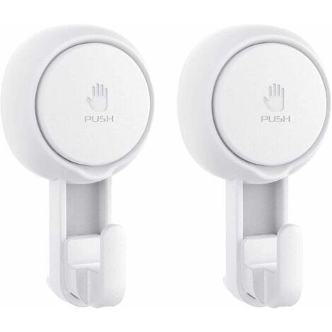 Suction cup shower hooks, heavy-duty suction cup hooks (2-pack), waterproof shower hooks for loofah sponges, bathrobes, towels, reusable suction cup hooks for bathroom and kitchen (1/5)