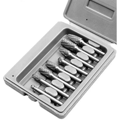 Electric rotary file, carbide steel, 6 mm to 12 mm height, for grinding wood and metal (8 pieces) (1/5)