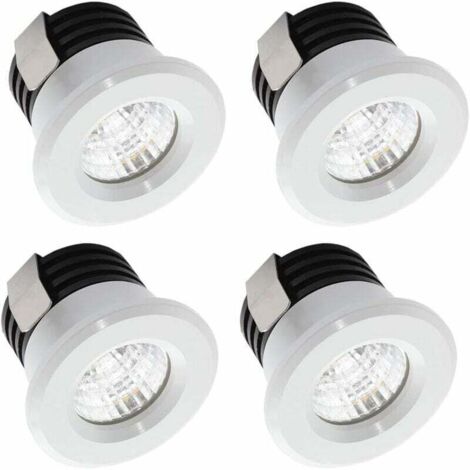 3W LED mini recessed spotlights, warm white – 4-pack – for shop window and license plate lighting