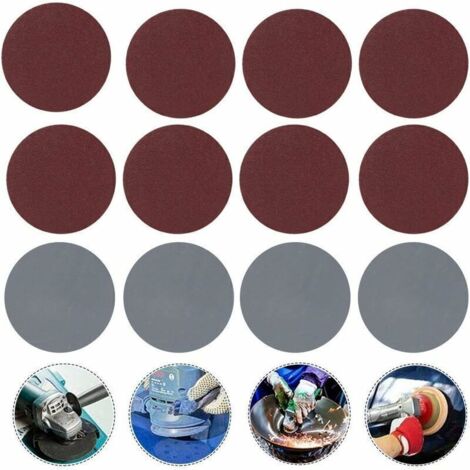 Pack of 100 grinding discs (75 mm) for grinding machines, grit sizes 80/100/180/240/600/800/1000/2000/3000 (1/4)