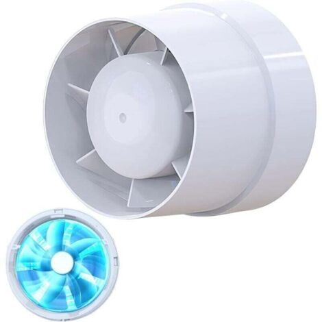 (LFI-09S) Quiet exhaust fan, 104 mm, 130 m³/h, 12 W, duct connection, axial airflow, energy efficient, for bathroom, toilet, tent, greenhouse, kitchen, office, garage (1/4)