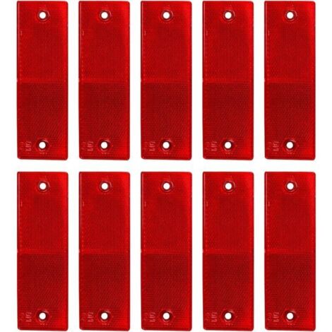 Reflective warning sign, safety reflectors, trailer reflectors, truck reflectors, for trucks, caravans, motorhomes, boats, bicycles, 10 pieces, red, 14.8 x 4.8 cm (1/3)